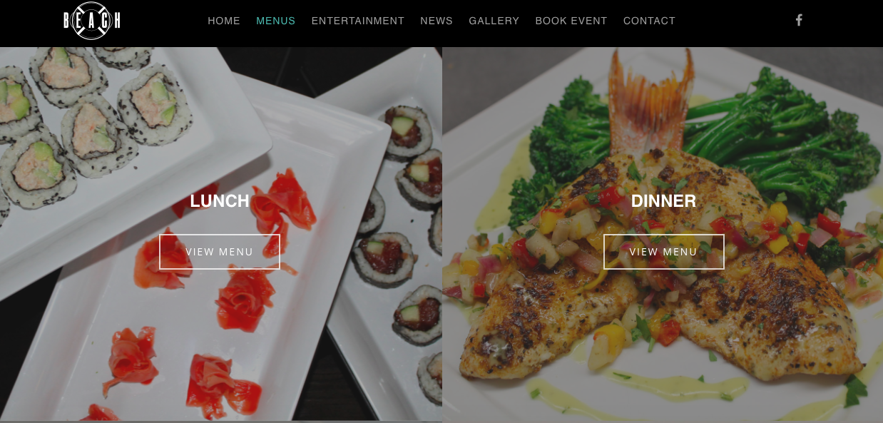 BeachTampa.com Menu Page