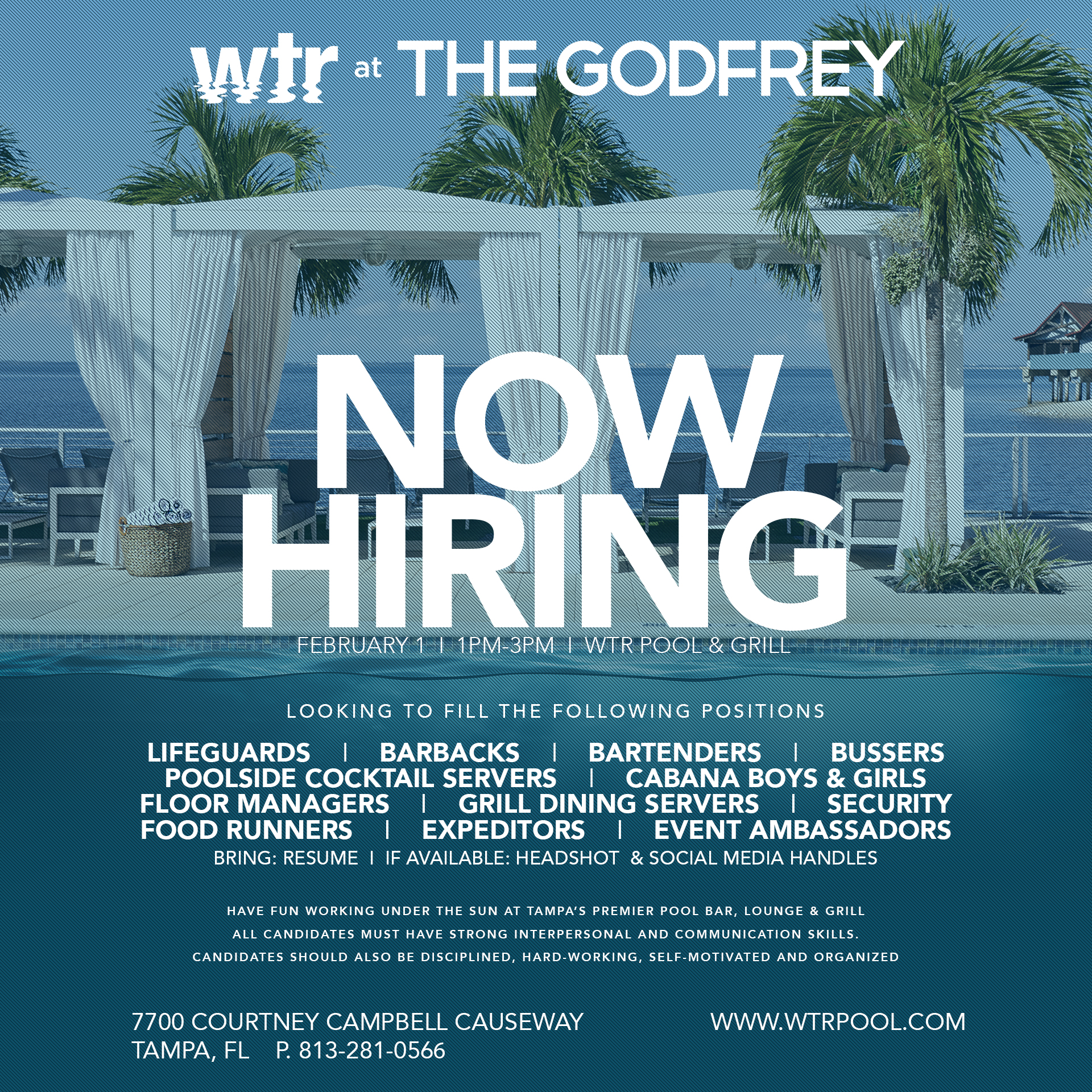 wtr tampa hiring job positions godfrey hotel tampa bay